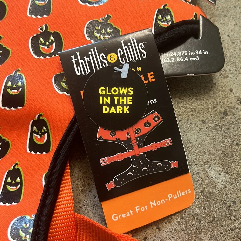 Thrills & Chills Reversible Glow in Dark Halloween Harness Moon Pumpkins